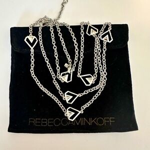 Rebecca Minkoff Silver Tone Heart Station Long Necklace!